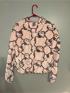 Hello Kitty & Friends Pink Fuzzy Cropped Zip-Up Hoodie - Women's Size Medium